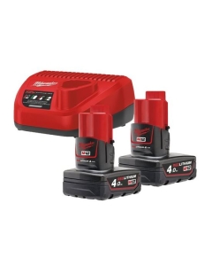 M12 NRG-402 ENERGY KIT 12V 4,0 AH COMPOSTO DA: 2 BATTERIE M12 4AH + CARICABATTERIE + IN OMAGGIO BORSA MILWAUKEE cod. 4933459211