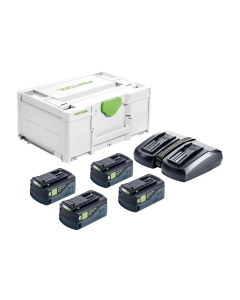 SYS 18V 2x4,0/TCL 6 DUO SET ENERGIA COMPOSTO DA: 4 BATTERIA BP 18 Li 5,2 ASI + CARICABATTERIA TCL 6 DUO + SYSTAINER SYS3 M 187 cod. 577136