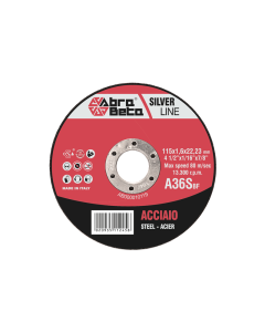 A36S DISCHI DA TAGLIO CENTRO PIANO DIAMETRO 115 mm SPESSORE 1,6 mm FORO 22,23 mm cod. 000010119