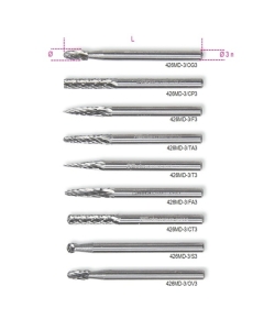 426MD-3/FA3 MINI FRESA ROTATIVE IN METALLO DURO FA3 DIAMETRO 3 mm LUNGHEZZA 38,2 mm cod. 004260339