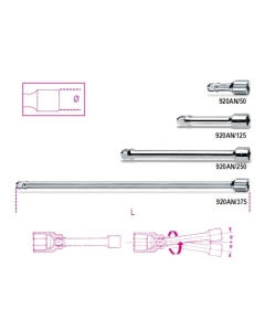 920AN PROLUNGHE CON ATTACCHI QUADRI MASCHIO E FEMMINA 1/2'' ANGOLARI