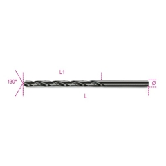 412L PUNTA ELICOIDALE CILINDRICA SERIE LUNGA HSS RETTIFICATA DIAMETRO 10 mm, LUNGHEZZA UTILE 121 mm LUNGHEZZA  184 mm