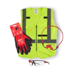 SAFETY KIT 2.0 COMPOSTO DA: OCCHIALE DI SICUREZZA + GILET ALTA VISIBILITÀ GIALLO + GUANTI ANTI-TAGLIO CAT.1/A + INSERTI AURICOLARI CON ARCHETTO cod. 4932492063