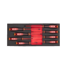 VDE TRILOBE SCREWDRIVER SET FOAM INSERT - 8 PCS - SET DI 8 GIRAVITI ISOLATI 1000V IN MODULO MORBIDO cod. 4932493249