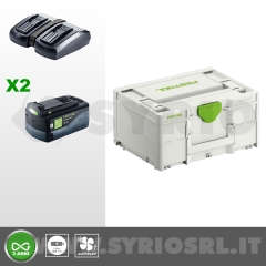 SYS 18V 2x5,2/TCL 6 DUO SET ENERGIA COMPOSTO DA: 2 BATTERIE BP 18 Li 5,2 ASI + CARICABATTERIE TCL 6 DUO + SYSTAINER SYS3 M 187 cod. 577075