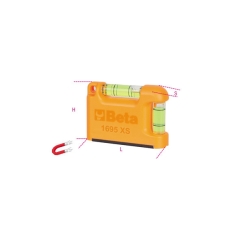 1695XS LIVELLA TASCABILE CON BASE A ''V'' MAGNETICA IN ALLUMINIO PROFILATO 2 FIALE INFRANGIBILI PRECISIONE 1mm/m 70 mm cod. 016950250
