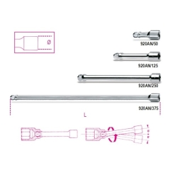 920AN PROLUNGHE CON ATTACCHI QUADRI MASCHIO E FEMMINA 1/2'' ANGOLARI