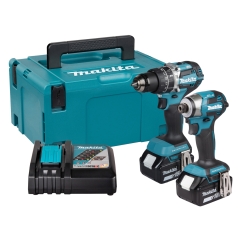 DLX2575TJ KIT A BATTERIA 18V 5,00 Ah COMPOSTO DA:  DHP484 TRAPANO A PERCUSSIONE + DTD173 AVVITATORE AD IMPULSI