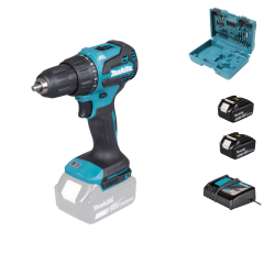 DHP490RFX3 TRAPANO AVVITATORE A PERCUSSIONE A BATTERIA 18V  65Nm CON VALIGETTA 74 ACCESSORI